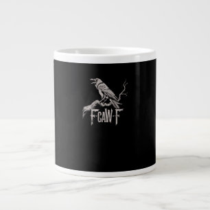 F-Caw-F Crow Pun Funny Bird Cawing Grunge Back Tri Large Coffee Mug