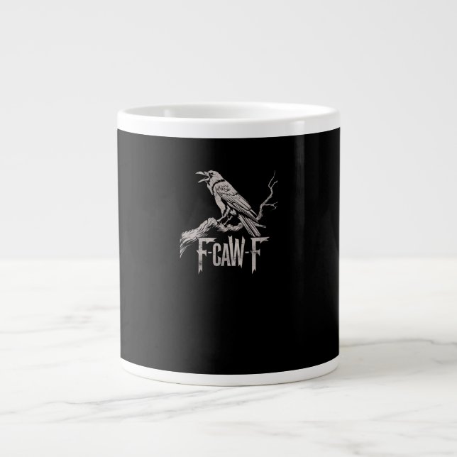 F-Caw-F Crow Pun Funny Bird Cawing Grunge Back Tri Large Coffee Mug (Front)