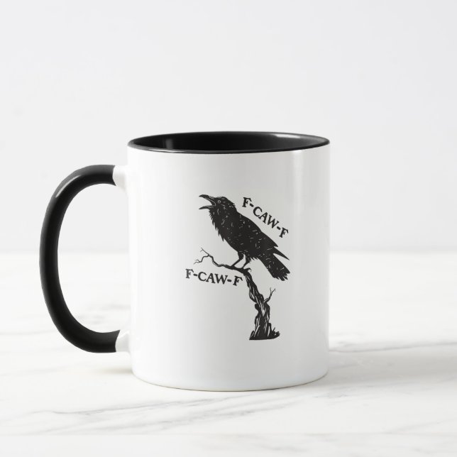 F-Caw-F Crow Pun Funny Bird Cawing Grunge Creative Mug (Left)