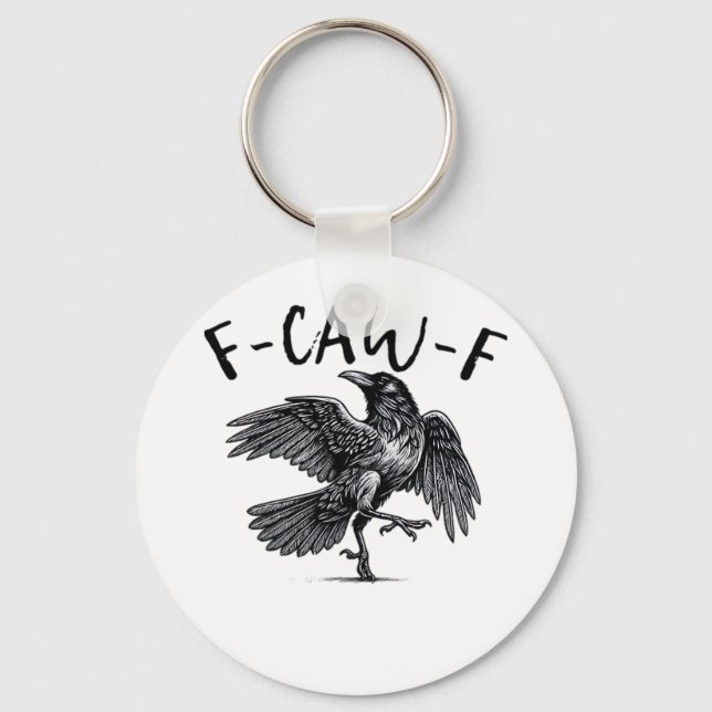 F Caw F Crow Retro Classic Style Key Ring (Front)