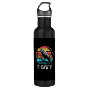 F-Caw-F Crow Retro Sunset Pun Funny Bird Cawing Gr 710 Ml Water Bottle