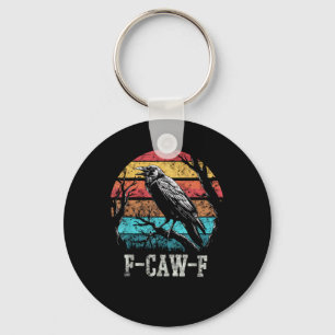 F-Caw-F Crow Retro Sunset Pun Funny Bird Cawing Gr Key Ring