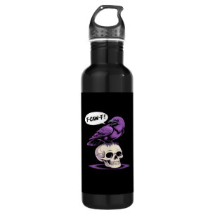 F-Caw-F Crow Skull Halloween Humor Graphic Design  710 Ml Water Bottle