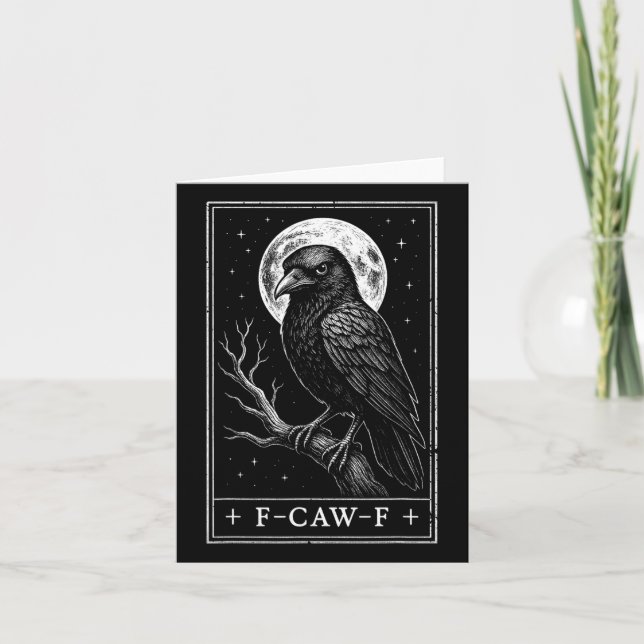 F-caw-f Crow Tarot Card Funny Gothic Halloween Vin (Front)