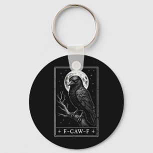 F-caw-f Crow Tarot Card Funny Gothic Halloween Vin Key Ring