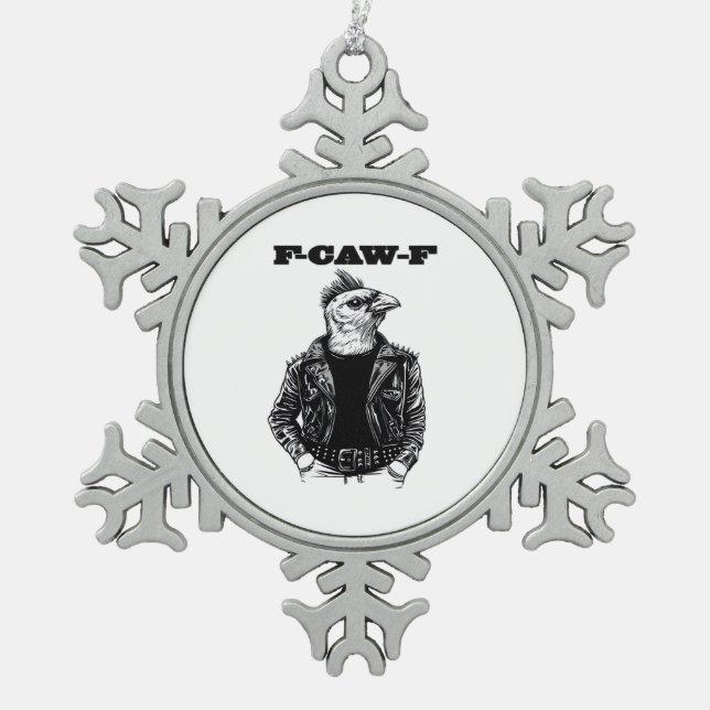 F-Caw-F Essential Aesthetic Design Snowflake Pewter Christmas Ornament (Front)