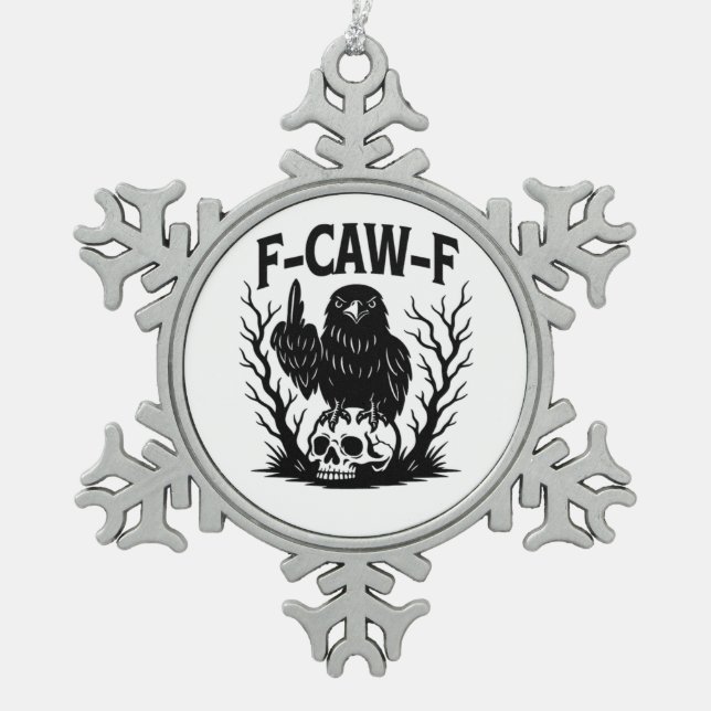F-Caw-F Essential Cool Unique Snowflake Pewter Christmas Ornament (Front)