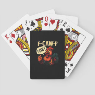 F-Caw-F Funny Angry Rooster Humor Graphic Retro Cl Playing Cards