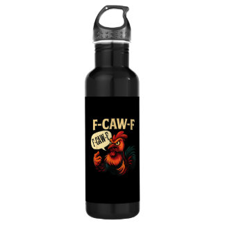 F-Caw-F Funny Angry Rooster Humour Graphic Retro C 710 Ml Water Bottle