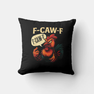 F-Caw-F Funny Angry Rooster Humour Graphic Retro C Cushion
