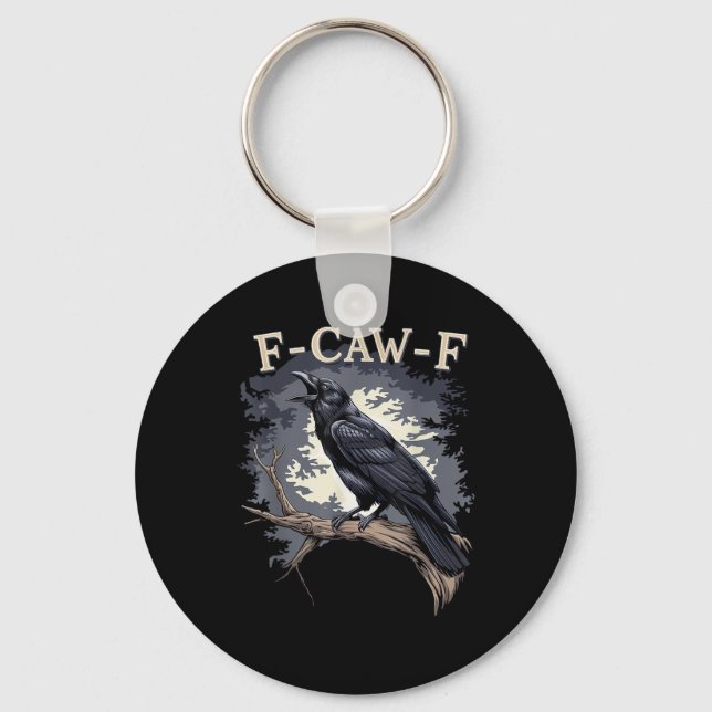 F-Caw-F Funny Bird Crow Creative Casual Key Ring (Front)