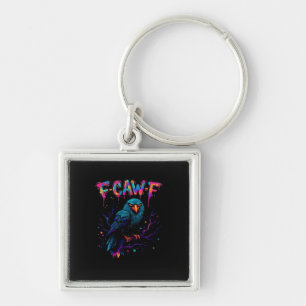 F-Caw-F Funny Bird Moon Crow Raven Caw Pun Joke Fu Key Ring