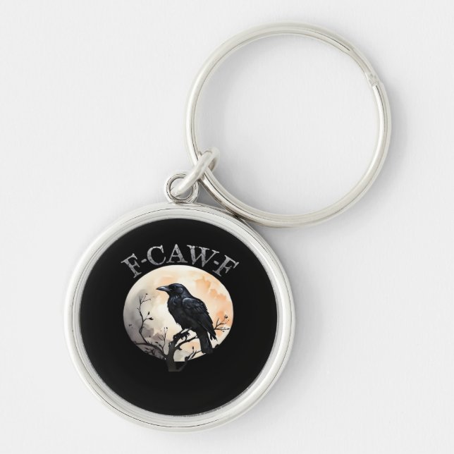 F-Caw-F Funny Bird Moon Minimal Clean Key Ring (Front)