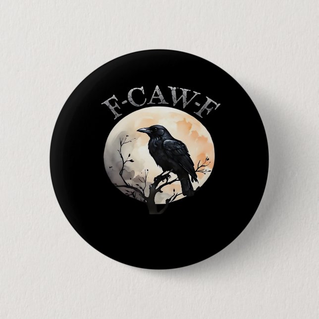 F Caw F Funny Bird Moon Minimal Clean Style 6 Cm Round Badge (Front)
