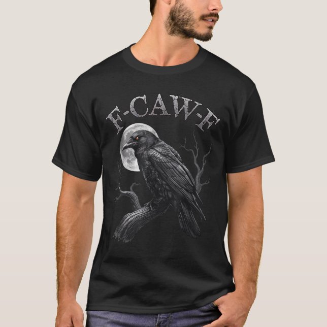 F-Caw-F Funny Black Bird Moon T-Shirt (Front)