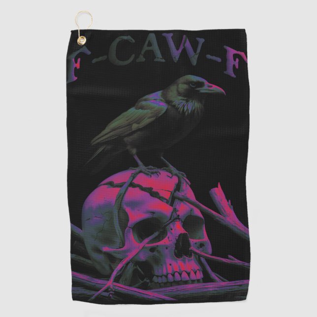 F-Caw-F Funny Black Crow Bird Golf Towel (Front)
