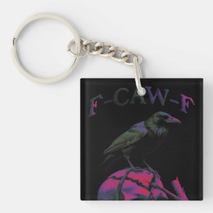 F-Caw-F Funny Black Crow Bird Key Ring