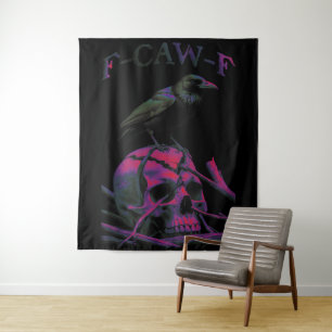 F-Caw-F Funny Black Crow Bird Tapestry