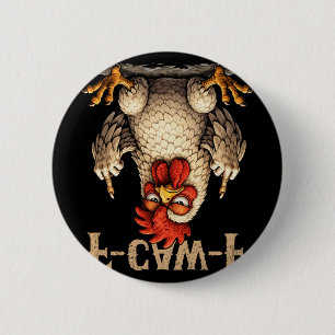 F-caw-f Funny Black Rooster Gothic Fcawf Chicken A 6 Cm Round Badge