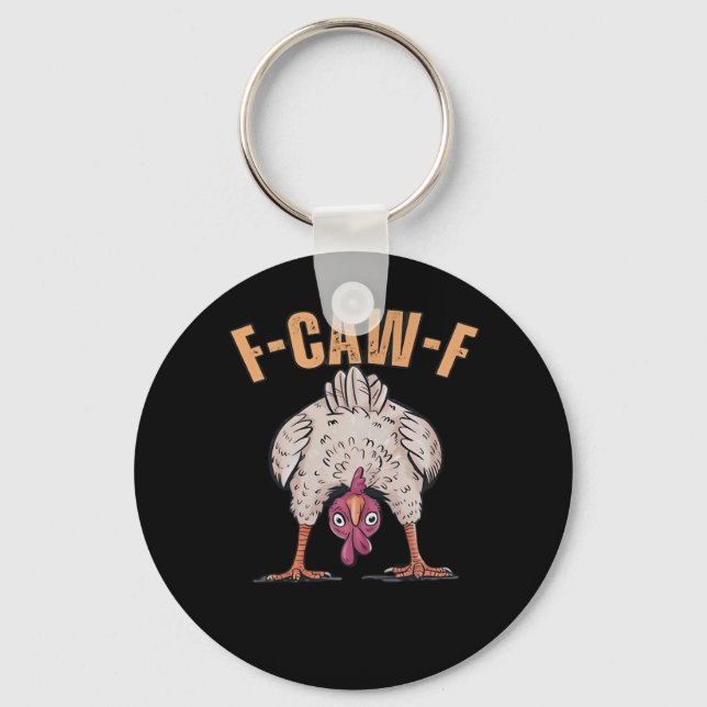 F Caw F Funny Chicken Classic Retro Cool Style Key Ring (Front)