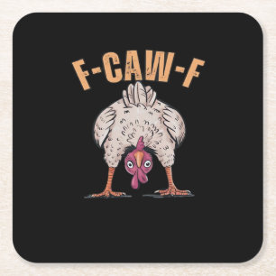 F Caw F Funny Chicken Classic Retro Cool Style Square Paper Coaster