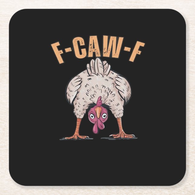F Caw F Funny Chicken Classic Retro Cool Style Square Paper Coaster (Front)