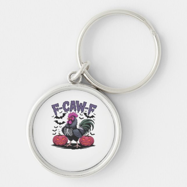 F-Caw-F Funny Chicken Classic Retro Graphic Key Ring (Front)