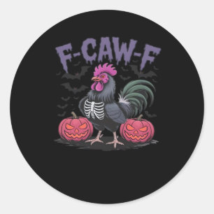 F-Caw-F Funny Chicken Classic Simple Style Round Sticker