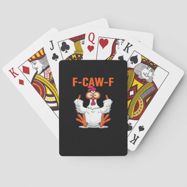 F Caw F Funny Chicken Humor Quote Vintage Style Playing Cards (Back)