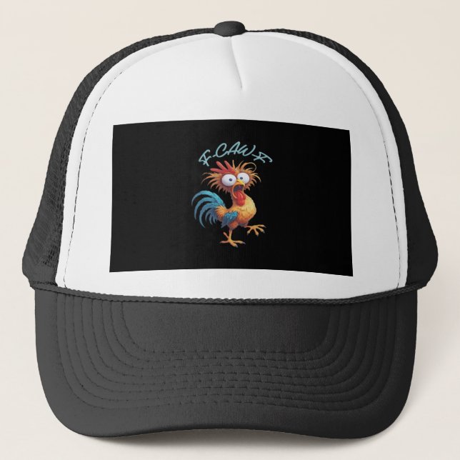 F-Caw-F Funny Chicken Humor Retro Style Trucker Hat (Front)
