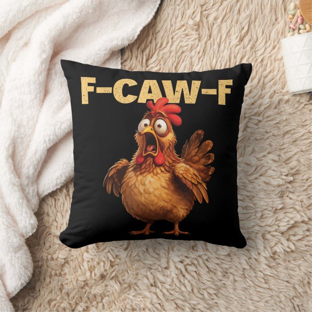 F Caw F Funny Chicken Pun Dark Humour Sarcasm  Cushion (Blanket)