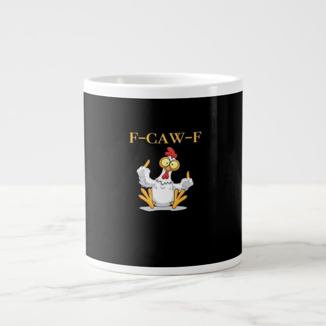 F-Caw-F Funny Chicken Retro Classic Large Coffee Mug (Front)