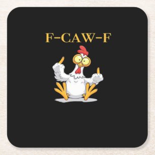 F-Caw-F Funny Chicken Retro Classic Square Paper Coaster