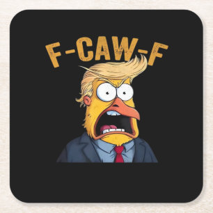 F-Caw-F Funny Chicken Rooster Classic Square Paper Coaster