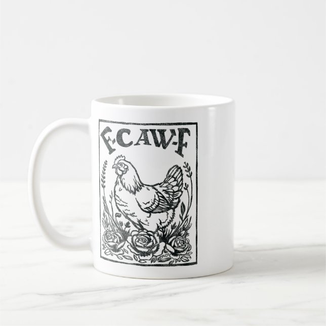 F-caw-f Funny Chicken Sarcasm Word Game Farmer _1  Coffee Mug (Left)