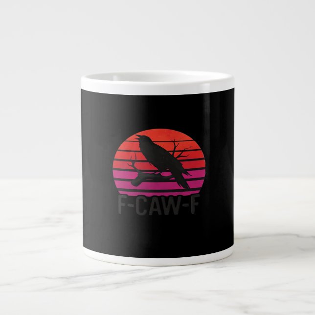 F-Caw-F Funny Crow Classic Minimal Clean Large Coffee Mug (Front)