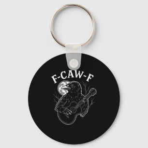 F Caw F Funny Crow Guitar Halloween Vintage Style Key Ring