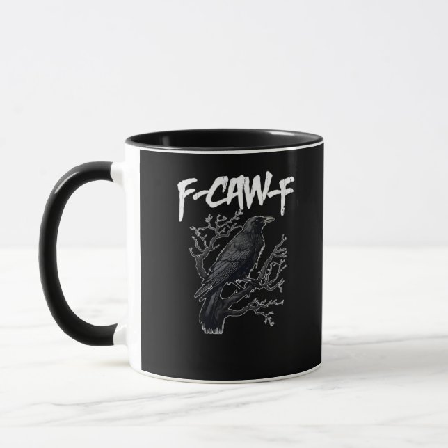 F-Caw-F Funny Crow Minimal Clean Mug (Left)