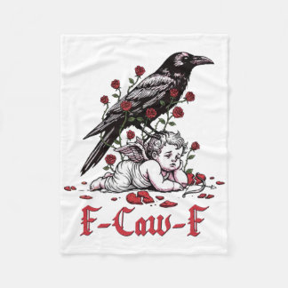 F-caw-f Funny Floral Black Bird Cupid Anti Valenti Fleece Blanket