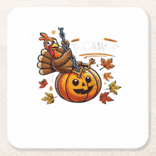 F-Caw-F Funny For Men Women Thanksgiving-Christmas Square Paper Coaster