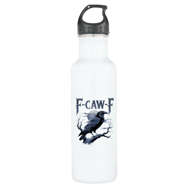 F-Caw-F Funny Gothic Raven Bird Halloween 710 Ml Water Bottle (Front)
