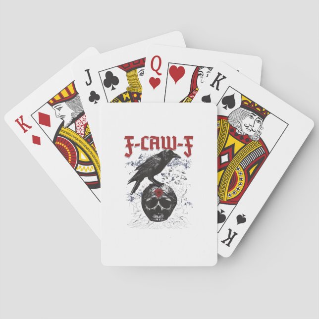 F-Caw-F Funny Halloween Crow Raven Gothic Humour Playing Cards (Back)