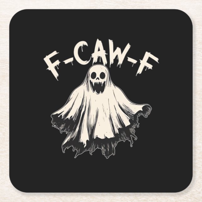 F-Caw-F Funny Humour Cool Unique Square Paper Coaster (Front)
