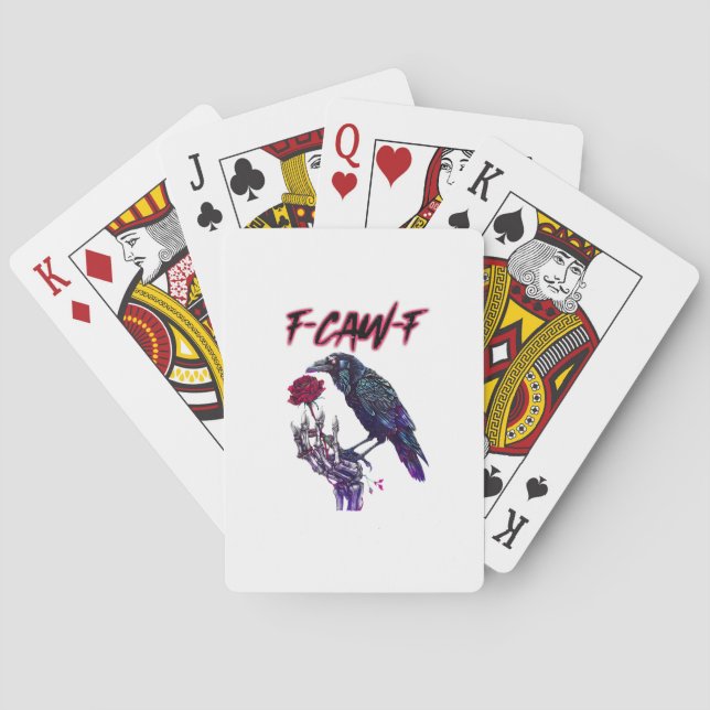 F-Caw-F Funny Raven Crow Spooky Season Halloween R Playing Cards (Back)