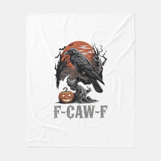 F-Caw-F Funny Raven Gothic Crow Bird Halloween Tre Fleece Blanket (Front)