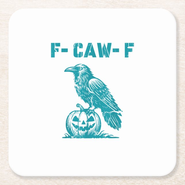 F-Caw-F Funny Raven Gothic Crow Retro Classic Square Paper Coaster (Front)