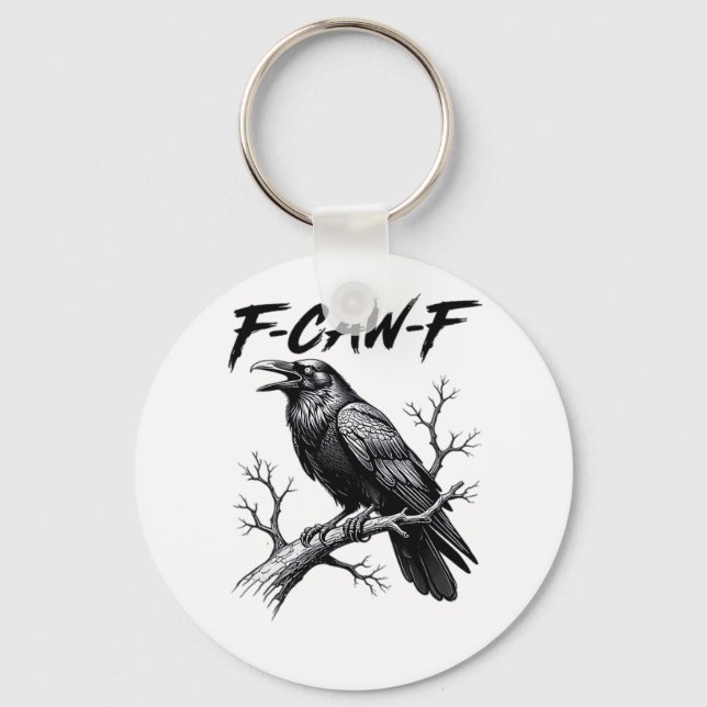 F-Caw-F Funny Raven Pun F-Caw-F Creative Graphic Key Ring (Front)
