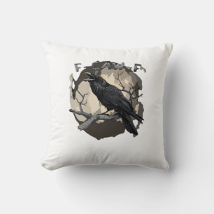 F-Caw-F Funny Raven Pun Gothic Crow Humor Retro Cl Cushion