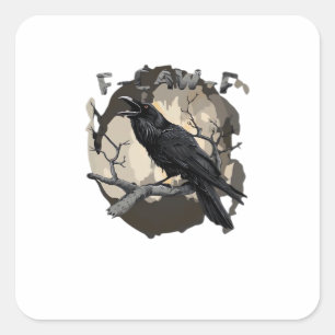 F-Caw-F Funny Raven Pun Gothic Crow Humor Retro Cl Square Sticker