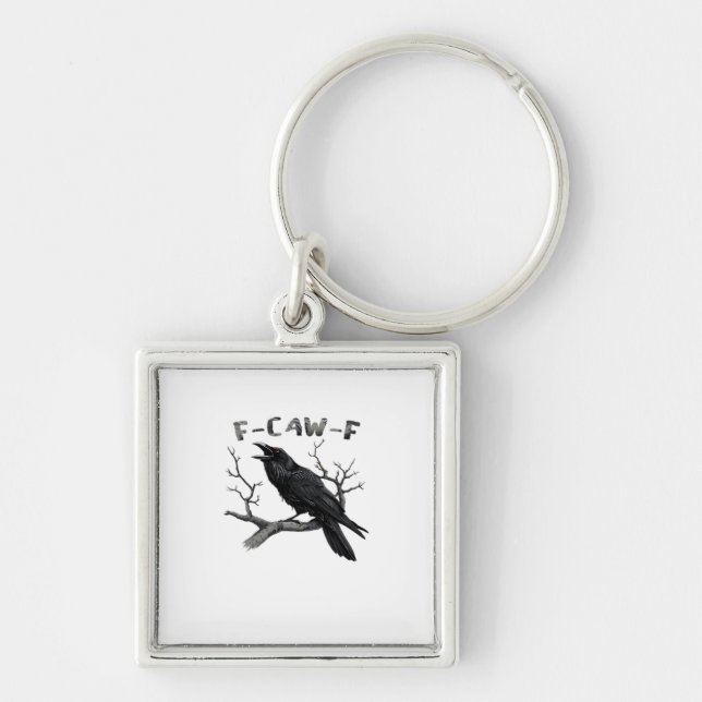 F-Caw-F Funny Raven Pun Gothic Crow Humour Aesthet Key Ring (Front)